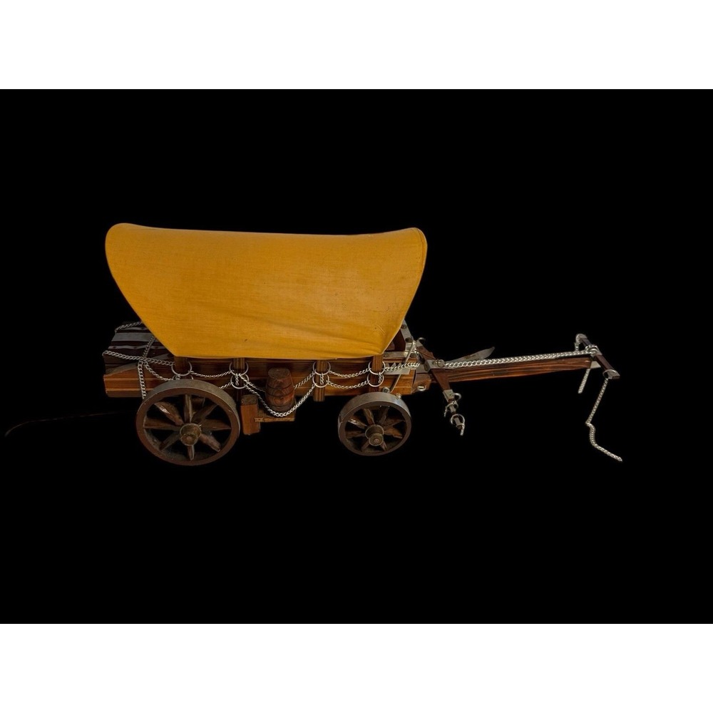 Vintage Wooden Prairie Schooner Cover Wagon Model  Conestoga 34 in Long Lamp